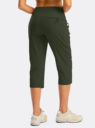 Women's Capri Pants Lightweight Hiking Travel Capris with Pockets(Olive,M) - image 2