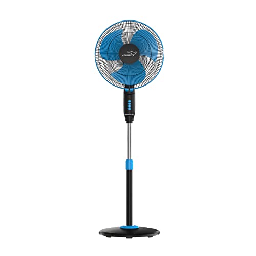 V Guard Gatimaan Pro HSP N High Speed Pedestal Fan | 3 Adjustable Fan Speeds | Rust Resistant ABS Body | Powerful 2100 RPM Motor | Blue Black | 40 cm 