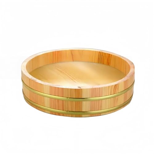 Tpptおひつ 寿司桶 飯台 木製 天然木 キッチン用品 調理器具 日本料理 (26ナチュラルカラー シングル洗面器)