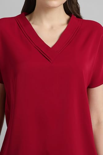 Image of Van Heusen Women's Polyester Regular Fit Half Sleeve V Neck Formal Top