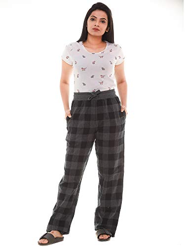 Image of Womens Multicolor Cotton Checkered Pyjama | Checks Pajama for women with Elastic & Drawstring Plus Size (S TO 8XL)