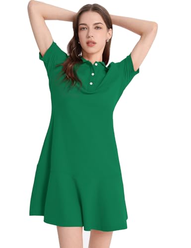 Image of Flygo Womens Polo Dress Summer Short Sleeve Ruffle T Shirt Dress