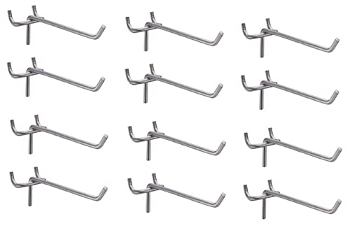 Image of Q1 Beads 12 Pack 12 inch Heavy Duty Peg Hooks for 1 inch Spaced Pegboards, Utility Hooks for Wall Organizing in Home or Garage (Chrome, 30 cm, 12 Pcs)