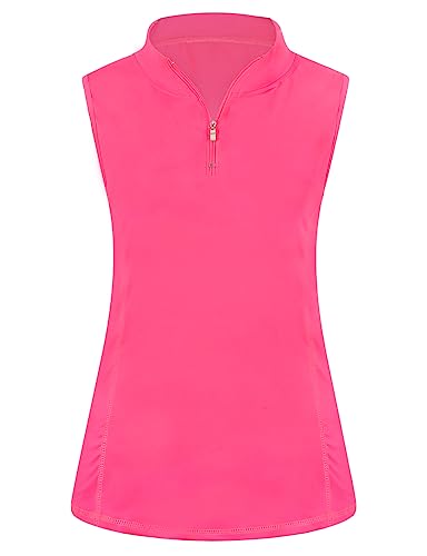 Viracy Women's Zip Up Golf Workout Tank Tops Sleeveless Quick Dry Athletic Polo Shirts2