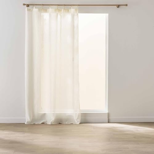 Douceur d'Intérieur, Voilage avec Anneaux (140 x 240 cm) Sunline Blanc/Or, Tissé Fils Métallisés