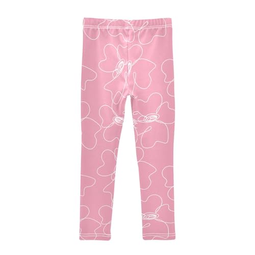 Floral Line Girls Leggings,Workout Leggings for Girls Toddler Athletic Leggings Size for 3-10T2