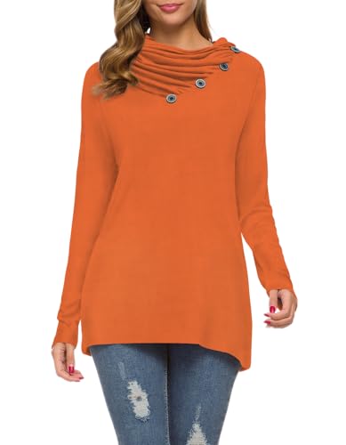 Image of WEACZZY Women's Long Sleeve Shirts Button Cowl Neck Casual Loose Tunic Tops Blouse Dressy Fashion 2026