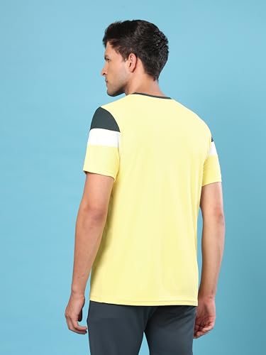 Image of Mens Crew Neck Slim Fit Color Block Half Sleeve T-Shirt with Matpiq, Quick Dry Fabric for Gym, Workout and Regular Use