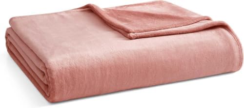 Image of Martha Stewart - King Size Blanket, Ultra-Soft Plush Fleece Throw Blanket with Double-Needle Stitching, 350 GSM, Medium Weight Bedding for Bed or Couch (Bedford Solid Pink)