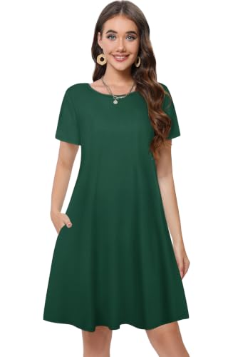 Image of Summer Dresses for Women Casual Tshirt Short Sleeve Floral Sundress Beach Cover Ups with Pockets 2026