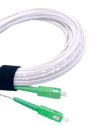 Elfcam - 20m Fibra óptica Cable SC/APC a SC/APC monomodo simplex 9/125µm LSZH, Blanco/Verde (20M)
