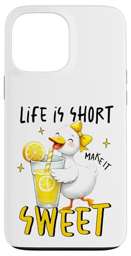 Cute Duck Lemonade Life is Short Make It Sweet ���p �X�}�z�P�[�X iPhone 13 Pro Max �p