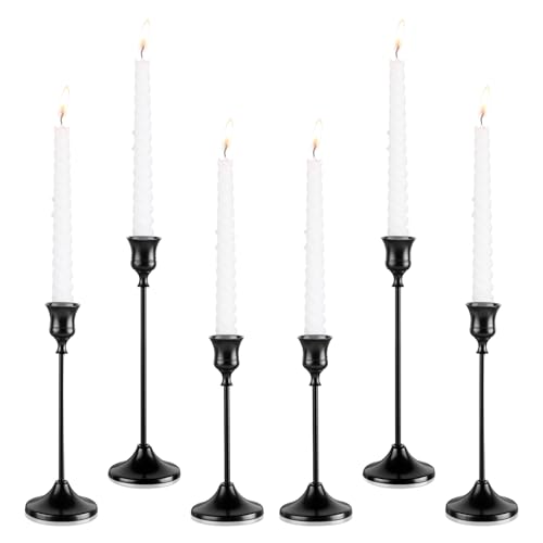 Tunyet Candlestick Holders, 6PCS Metal Taper Candle Holder, Black Candle Holders for Candlesticks, Candle Holder for Halloween Decorations