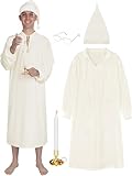 ERCAUX 5 Pcs Men's Pajama Set - Nightgown Sleeping Cap Glasses Candle Holder with Candle, Nightshirt Costume for Christmas (S)