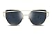 FEISEDY Cat Eye Mirrored Flat Lenses Metal Frame Women Sunglasses UV400