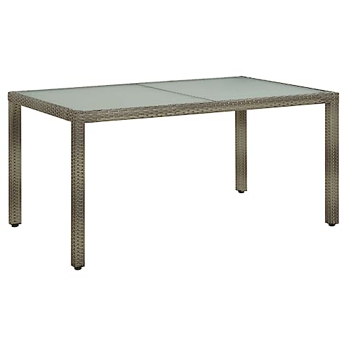 vidaXL Gartentisch Beistelltisch Gartenmöbel Bistrotisch Garten Esstisch Tisch Balkontisch Terrassenmöbel 150x90x75cm Hartglas Poly Rattan Grau