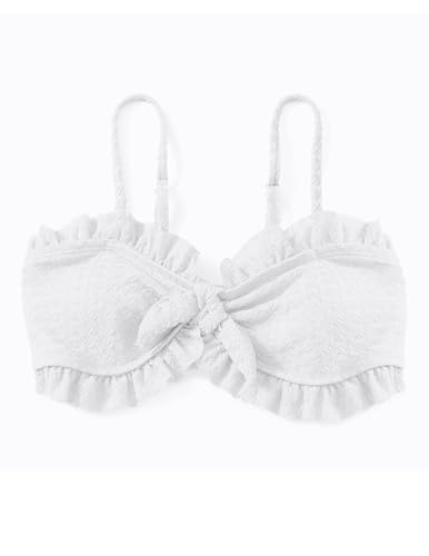 Arshiner 3er Bikini Set Mädchen Badeanzug Krawatte Front RuffleTrim Bikinioberteil mit Triangel Bikinihose und Rock Kinder Bademode Badebekleidung Weiß 7-8 Jahre