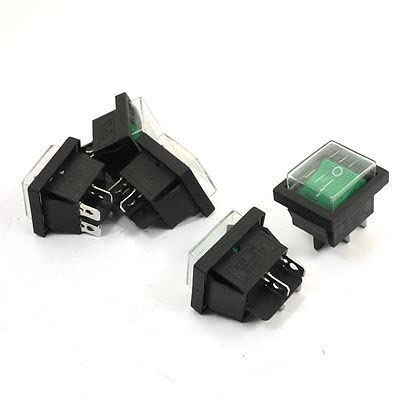 Commutateur DPST anti-humidité bouton vert 4 broches interrupteur bateau