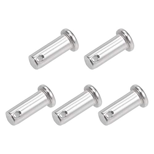 uxcell Single Hole Clevis Pins - 10mm X 25mm Flat Head 304 Stainless Steel Link Hinge Pin 5Pcs