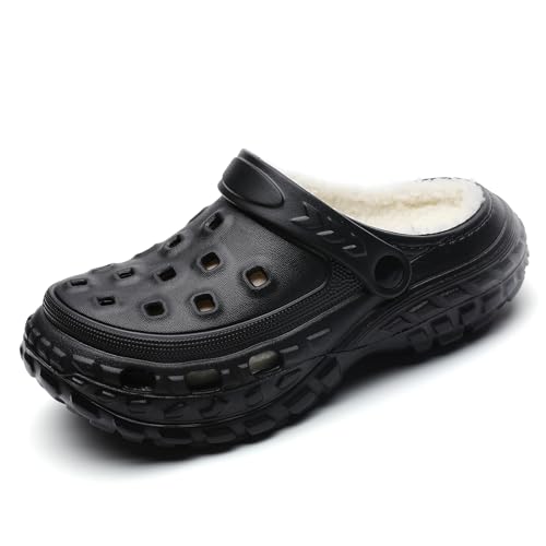 CERYTHRINA Zuecos forrados para niños, con forro de invierno, pantuflas de felpa para niños, zapatillas cálidas, Negro , 36/37 EU