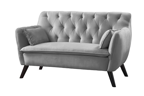 Atlantic Home Collection Sofa Janna, 2 Sitzer, Samt, Silber grau, 137x76x79...