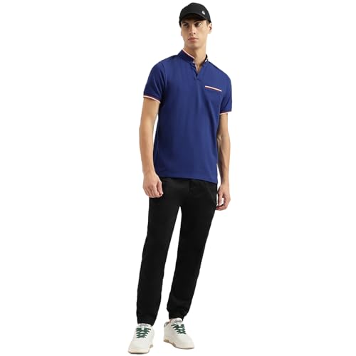Image of United Colors of Benetton Men Cotton Blend Solid Regular Fit Polo Shirt
