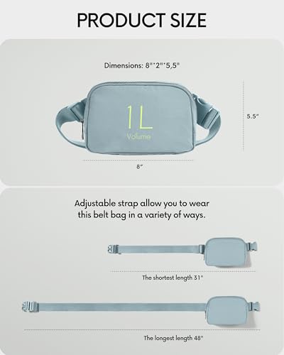 Image of ODODOS Unisex Mini Belt Bag with Adjustable Strap Small Fanny Pack for Workout Running Traveling Hiking, Stone Blue