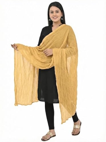 Image of Women's Solid Plain Pure Cotton long Dupatta & Chunnis odhni with pom pom border, 2.25 meter