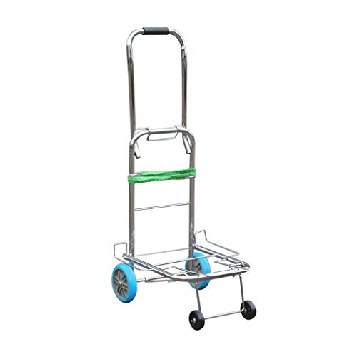 Foldable Heavy Luggage Hand Puller Trolley Carts Stainless Steel 4 Wheel Shopping and Grocery Carry Cart Supermarket Luggage Trolley Heavy Luggage Hand Puller Trolley Carts for Luggage Travel and Office Use