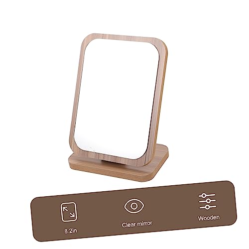 Espejo de maquillaje plegable de madera para escritorio miniatura 4