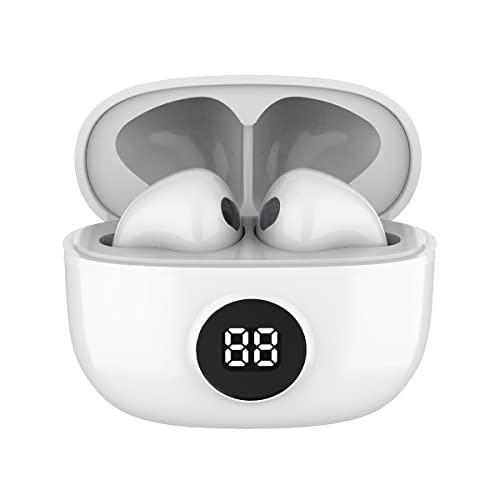 WB Fone de ouvido Bluetooth In-ear Mini IO, Sem fio, Display Digital, Bateria 20h, IPX4, Super Bass, Compacto, Touch sensível ao toque, Conexão automática, Branco