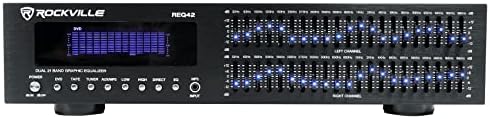 Rockville REQ42-B Black 19" Rack Mount 2 x 21 Band Equalizer w/Spectrum Analyzer