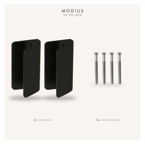 Image of MODIUS Cabinet Knob | Wardrobe & Drawer Knob | Cupboard Knob for Kitchen | Black Finish | Aluminium Cabinet Hardware | Pack of 2 (MS036255)