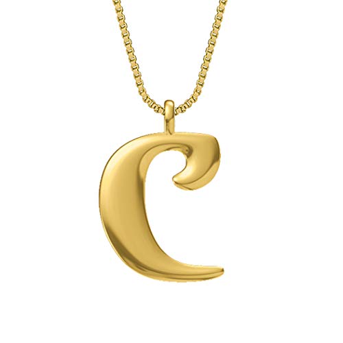 Initial Letter Necklace 14k Gold English Alphabet C Pendant Necklace Script Name Chain Choker Necklace For Womens girls Mens Birthday Jewelry Gifts