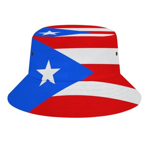 Puerto Rico Flag Bucket Hat for Women Men Fisherman Hat Packable Sun Cap Travel Outdoor Beach Caps