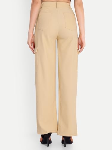 Image of FNOCKS Women Premium Cotton Cargos Wide Leg Loose Fit Cargos Pant /Trousers