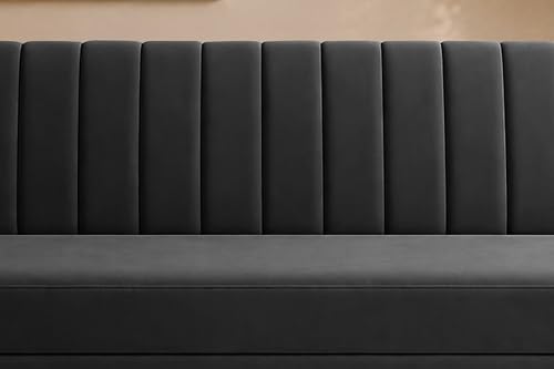Image of Modern Velvet 3-Seater Sofa Cum Bed, Convertible Sleeper Couch Sofa for Living Room, Bedroom & Office-Black