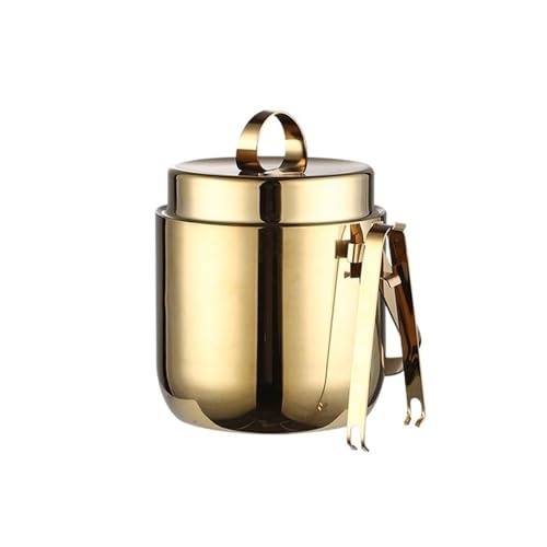 Cubo de hielo de doble pared, enfriador de champán de acero inoxidable con tapa y pinzas, enfriador de vino aislado para el hogar, bar o fiestas, capacidad de 3 litros