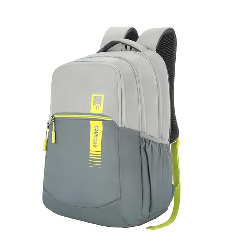 Image of American Tourister Alden Womens School Backpack | Large Capacity 27 L | 3 Compartments | Rain Cover | Grey