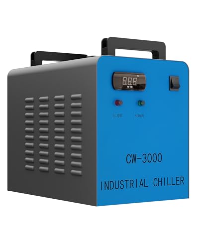 OMTECH 9L Industrial Water Chiller 2.6gpm CW-3000 Water Cooler for 40W K40 CO2 Laser Engraving & Cutting Machines, Water Cooling System Radiates 50W of Heat per Degree C