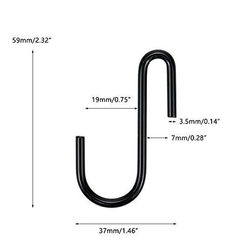 Sscon 12Pcs Universal S Hook 2 Inch Length Black Carbon Steel Metal S-Hooks For Hanging(6 Black + 6 Silver) #TOP2
