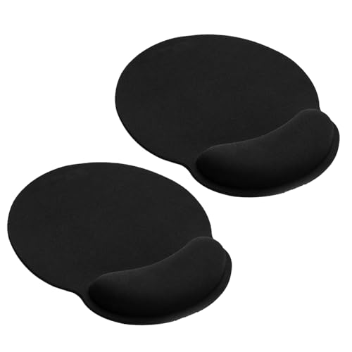 LXLRHH Mouse Mat Wrist Support 2Pcs Ergonomic Mouse Mat with Memory Gel Foam Rest Wrist Support - Compatible with Laser and Optical Mice for Computer Laptop Office Home and Travel Black 25*23cm