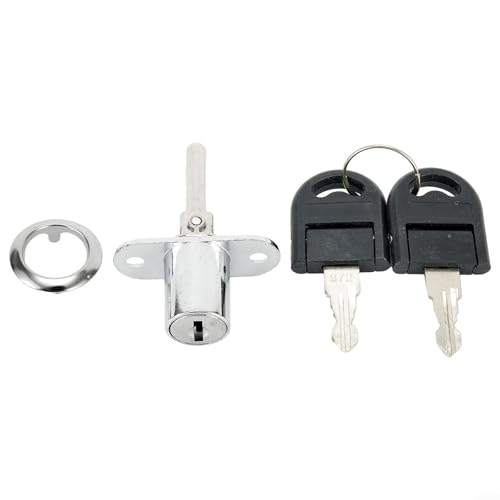 Cerradura de cajón premium con hebilla fija, 2 llaves para archivadores de oficina y hogar (negro, 16 mm)