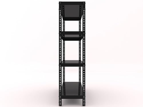 Image of Iron Metal Storage Rack for Home & Kitchen | Adjustable 4 Shelf Industrial Shelving Unit | Heavy Duty Space Saving Organizer Rack | Black | 09D x 29L x 36H Inch