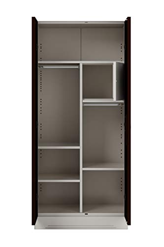 Image of Interio by Godrej Almirah Slimline 2-Door Steel Almirah, Cupboard for Clothes (Russet), 1-Year Warranty, 1 Locker, 4 Shelves and Curvilinear Mirror
