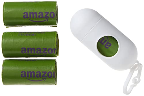 image for Amazon Basics Dog Poop Bags With Dispenser and Leash Clip, Lavender Sc