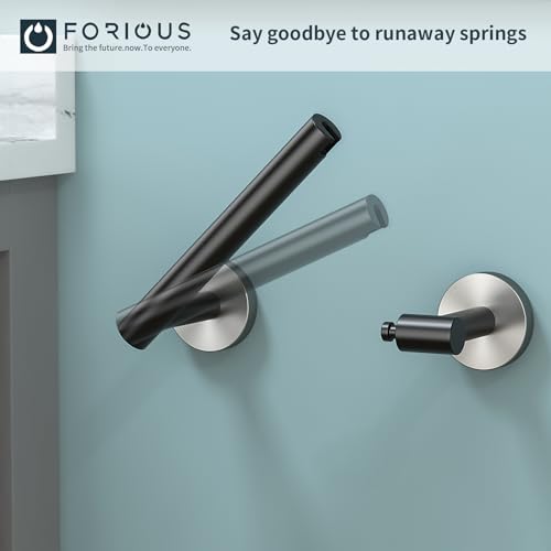 Image of FORIOUS Toilet Paper Holder Wall Mount, Stainless Steel Rustproof Double Post Pivoting Tissue Roll Holder for Bathroom, Commercial Toilet Paper Dispenser, Matte Black & Stainless Steel