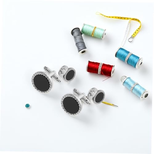 8 pcs botones y gemelos de acrílico negro para camisa miniatura 6