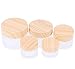 5 Pack 5g/10g/15g/30g/50g Frosted Glass Cream Jar,Empty Makeup Cosmetics Container Jar Pot With Wood Grain Lid for Face Cream Cosmetic Eye Shadow-FREE 5 Plastic Pick Stick