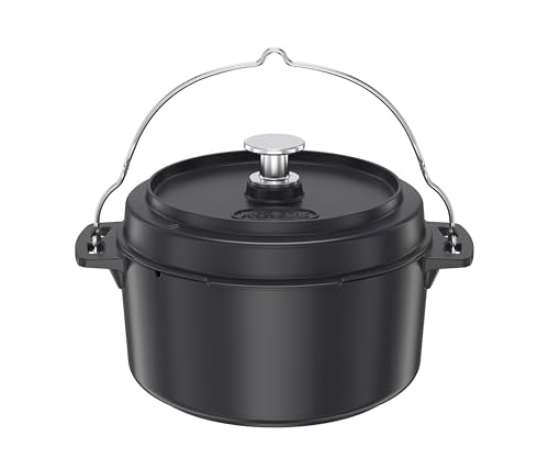 RÖSLE VARIO Dutch Oven - Cocotte hollandaise de qualité supérieure en fonte émaillée - Couvercle utilisable comme poêle - Avec anse de transport - 5,5 l - 36 x 30 x 22,5 cm - Noir